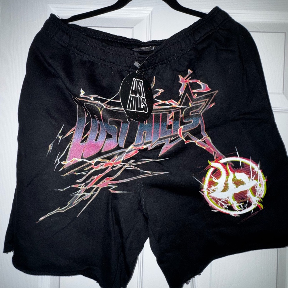 Men's Black Graphic Athletic Shorts